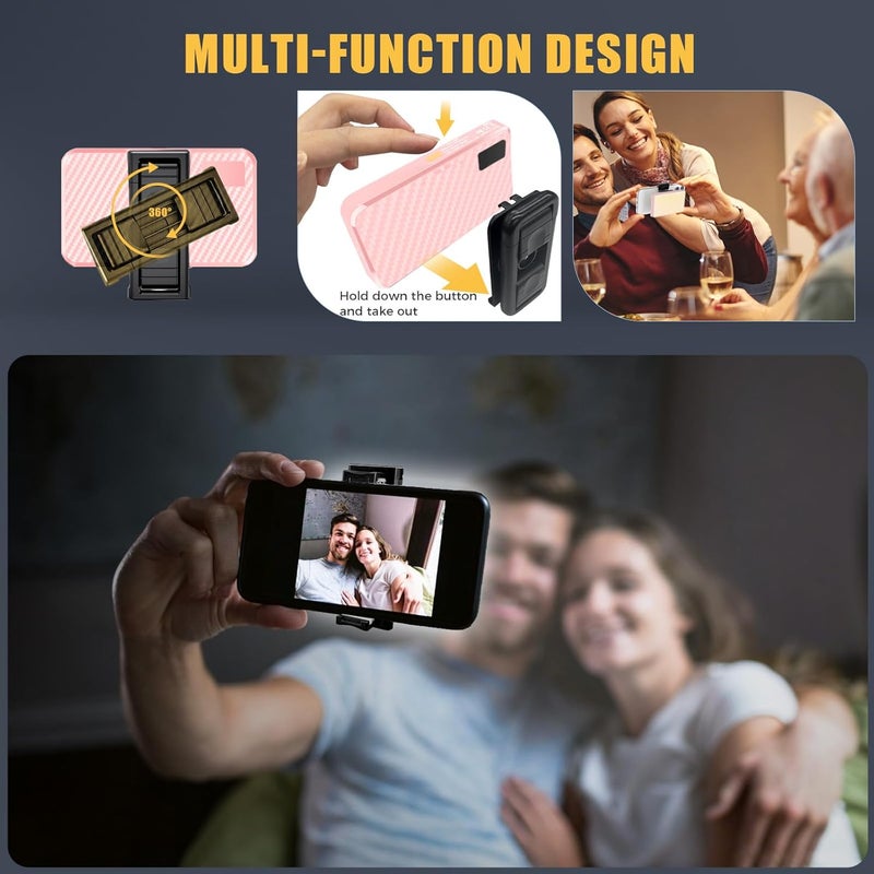 MACTREM 168 LED Selfie Light for iPhone, Portable Phone Light Clip, 3000Mah 3 Modes Rechargeable Lighting for Video Recording, for iPhone, Camera, Laptop, iPad, Video Conference, TikTok(Pink) - Image 3